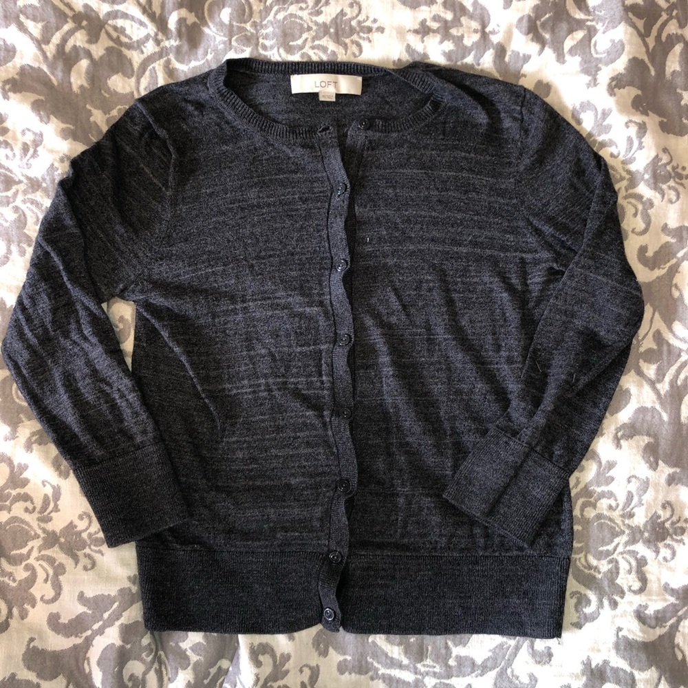 LOFT Grey Cardigan Sweater
